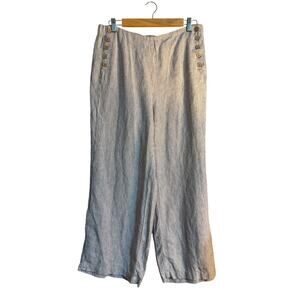 J. Jill Love Linen Brown Stripe Wide Leg Sailor Pants Medium